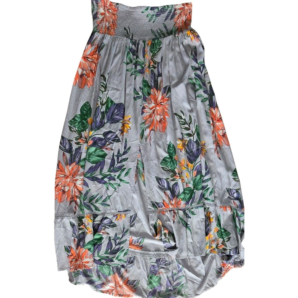 S/M tiered hi low maxi skirt see measurements blue green orange cotton ruffles